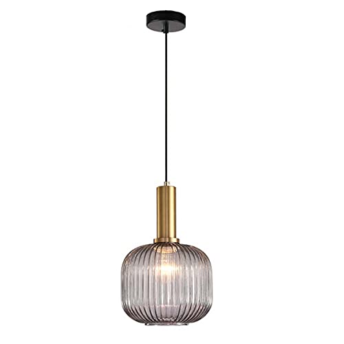 Suspension cuisine îlot verre rayé luminaire suspendu pour repas chaleureux