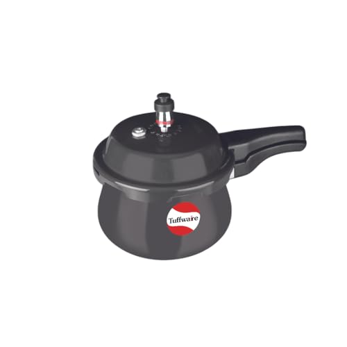 Image of TUFFWARE Hard Anodised 2 Litre Outer Lid Handi Shape Pressure Cooker | 4mm Thick Base | Non Reactive, Non Toxic & Non Staining Food Grade | Long Lasting Gasket | BIS & ISI Certified | 5 Year Warranty