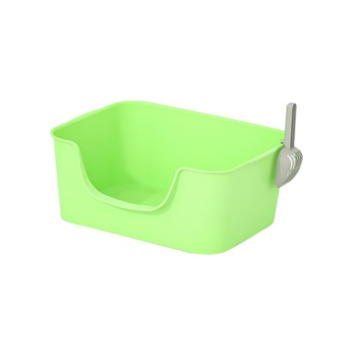 Stgfyxgs オープントップペット用トイレトレイ 猫用トイレボックス 防滴猫用砂入れ 猫用ベッドパン 丈夫なポータブル猫用トイレパン 高い側面付き, 緑