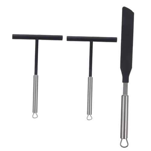 TOYANDONA Set 3 Pezzi Spatole per Crêpe in Acciaio Resistenti Impugnatura Ergonomica Strumento per Spalmare e Distribuire Pasta per Crepes Adatto a Uso Domestico e Professionale