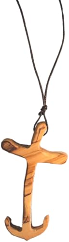 Proposte Religiose Crucifijo de la esperanza de cuello de madera de olivo - 7,5 cm Made in Italy, Cm 35, Madera, De madera