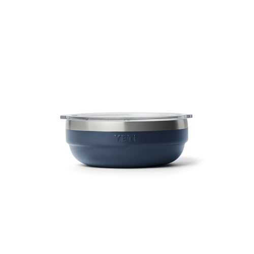 Image of YETI Rambler Low Bowl, Vacuum Insulated, Stackable and Nestable Stainless Steel Bowl with Lid, 0.7 Quart, Navy