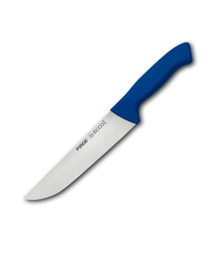 Pirge Ecco Metzgermesser 19 cm Blau Schlachtermesser - Fleischermesser - Stechmesser - Exzellenter Schärfe Metzgermesser - Edelstahl Profi Küchenmesser - Ergonomisches Kunststoff Griffdesign