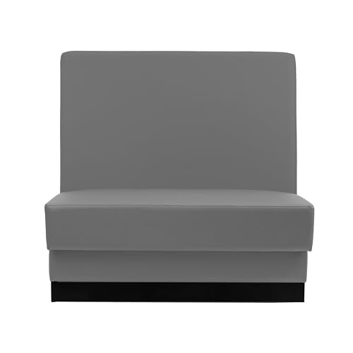 Image of FDP Double-Sided Four Person Commercial-Grade Durable Vinyl Restaurant Booth Seat Heavy-Duty Wall-Flush Design for Diner, Lounge and Cafeteria Bench Seating, Two Step Assembly - Dark Gray