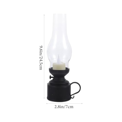 Lámpara de vela LED vintage: ilumina tus noches en el hogar con este farol portátil negro 6