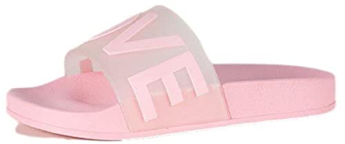 Ladies Casual Pool Sliders EVA Comfort Cushioned Beach Shower Slides Love Design (Pink, uk_footwear_size_system, adult, women, numeric, medium, numeric_6)