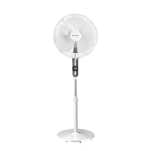 Syntro Aeromax 400mm High-Speed Pedestal & Table Fan | 2-in-1 Convertible Design, Powerful Air Delivery, Aerodynamic Blades, Adjustable Height & Sturdy Base for Home and Office (White Grey)