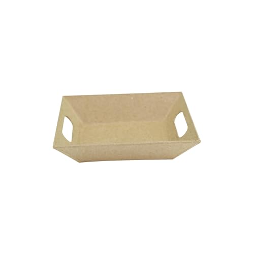 Décopatch AC326Opack - Un lot de 5 supports en papier brun mâché 10x12x2,7 cm, petit plateau moderne
