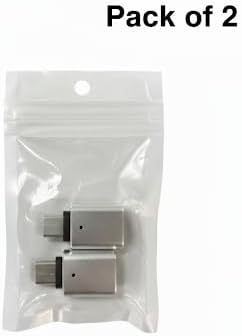 2-Pack Silver Aluminum OTG Adapter USB C to USB 3.0 Adapter Converter with LED Light for Type-C Device