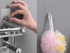 Image of Pack of 10 Stainless Steel, PVC, ABS Nail Free Seamless Adhesive Non-Trace No Drilling Installation Hanging, Waterproof Screws Wall Hook (Transparent)