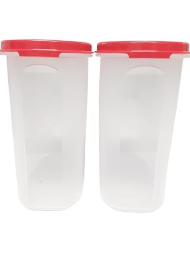 Tupperware Eidgenosse Oval Eidgenossen Rund Kompaktbehälter Vorrat Modular Kühlschrank System 1,7 Liter 1700ml rot 2er Set 2 x Stück Vorratsbehälter Lebensmittelbehälter Mehl Zucker Küche, Haushalt & Wohnen