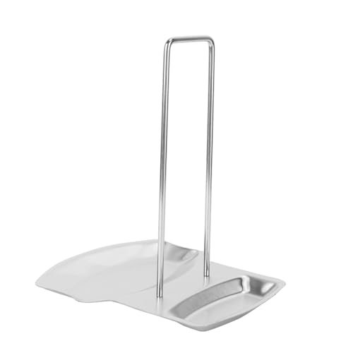 iplusmile Soporte de Tapas de Cacerola Inoxidable Organizador de Utensilios para Cocina Descanso para Cucharas y Tapas Diseño Moderno y de Limpiar Plata