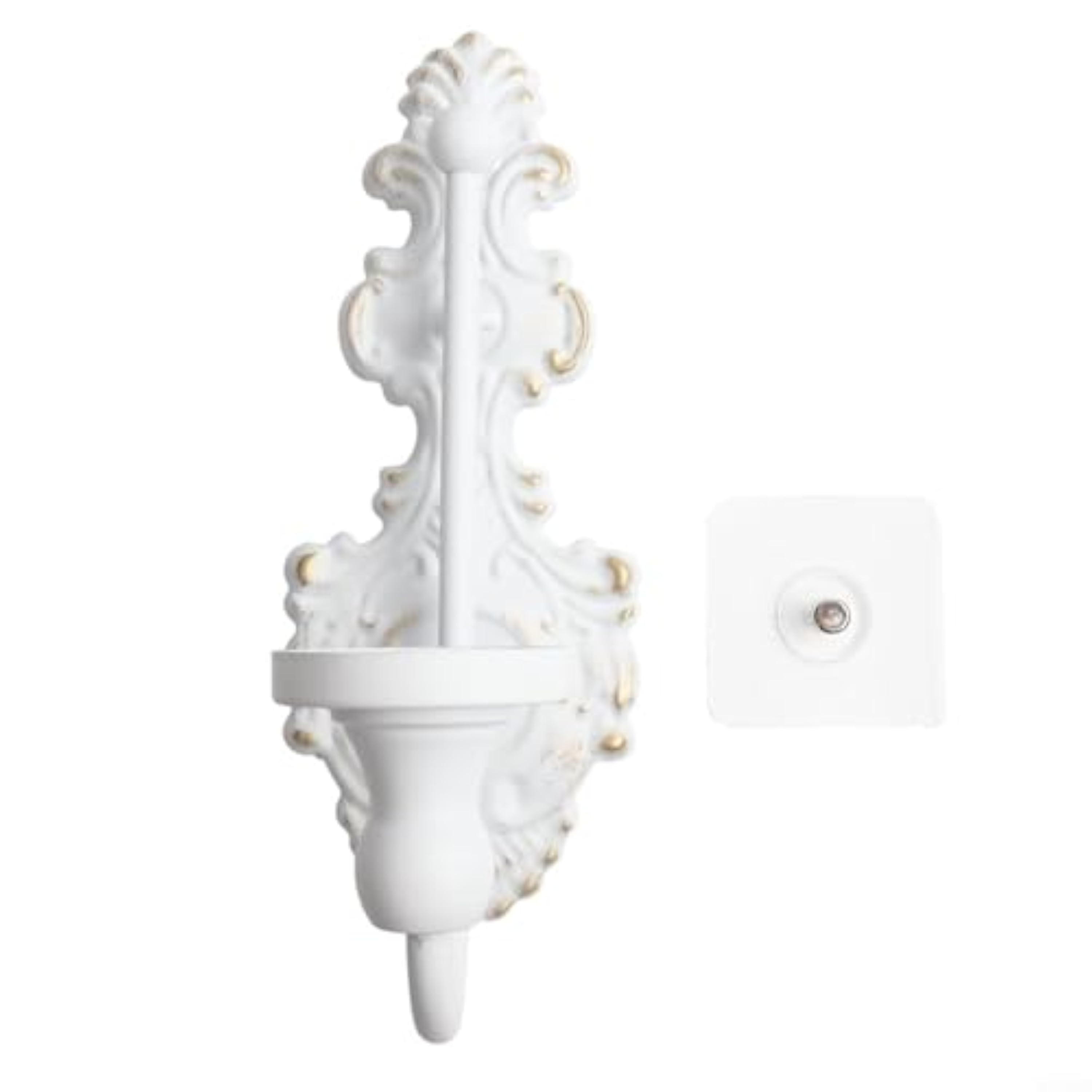 Bulevisiter Portavelas de pared para velas cónicas vintage, candelabro de hierro fundido con acabado blanco antiguo, decoración del hogar para sala de estar, cocina, baño, pasillo y (blanco)