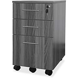 Mayline MNBBFLGS Medina 3-Drawer Lockable Mobile File Cabinet, 26.75"H, Gray Steel Laminate