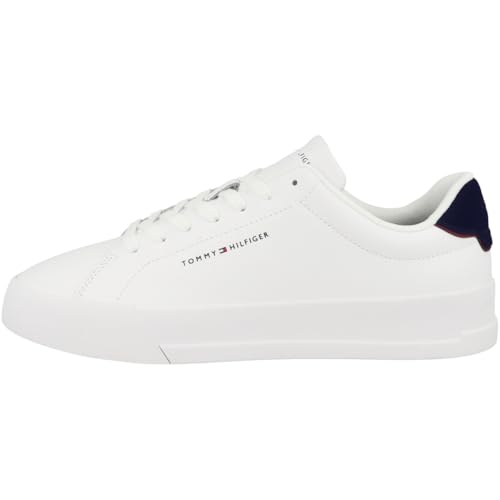 Tommy Hilfiger Court Sneaker Mujer Detail Essential de Piel, Blanco (White/Desert Sky), 44