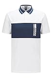 Flachstrick-Bündchen BOSS Herren Pavel Poloshirt aus Baumwoll-Mix im Colour-Block-Design