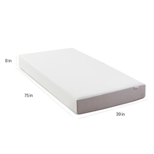 Image of Amazon Basics Memory Foam Mattress, Soft Plush Feel, Breathable, Contours to Body, 8 Inch, Twin, White /Grey