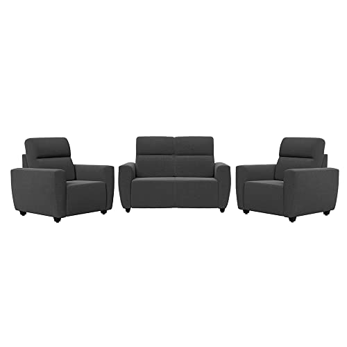 Image of Wakefit Sofa Set | 3 Year Warranty | Sofa 4 Seater, 4 Seater Sofa for Living Room, Wooden Sofa Set, Sofa Set 2+1+1 Seater - Belize(Reflection : Charcoal Grey)