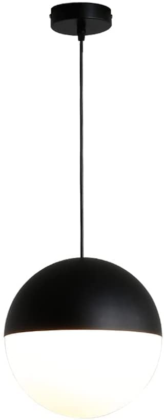 AAOTE Nordic Modern Frosted Glass Pendant Light Black Adjustable 1 Light Globe Hanging Light Spherical Pendant Lighting for Kitchen Island Living Room Bedroom 15/20/25/30cm