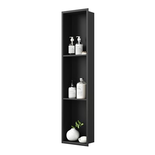 Neodrain Stainless Steel Shower Niche Wall Insert Recessed 3-Tier Shelf Shower Storage for Bathroom 90 x 20 cm, Black