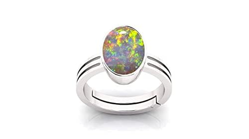 11.00 Ratti Natural Certified AA++ Quality Australian White Opal Astrological Purpose Loose Gemstone Panchdhatu Silver Plated Ring for Man and Women-image-8
