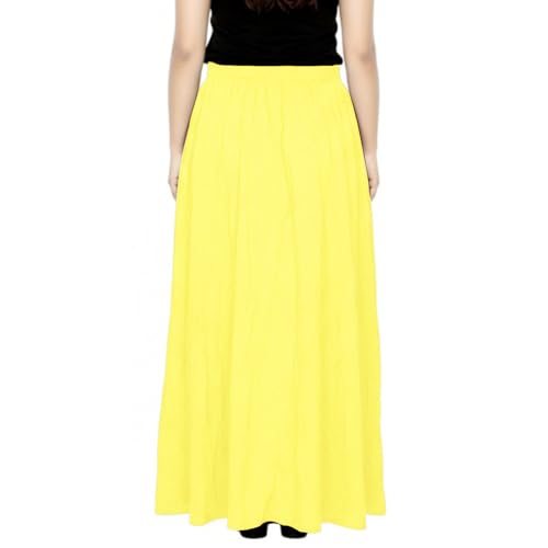 Image of Sttoffa Women Solid Color Maxi Plain Cotton Full Length White Skirt 40 inch Long Cotton Long Skirt