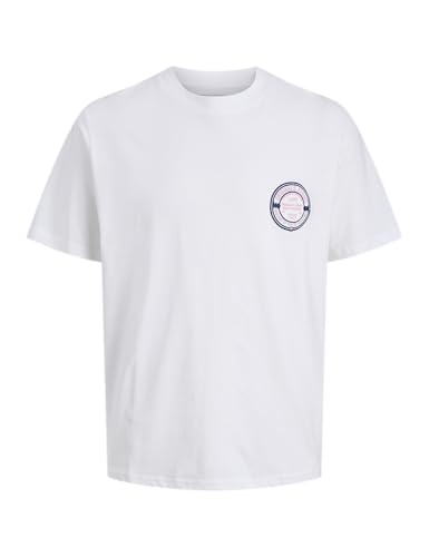 JACK & JONES Joryork Chest tee SS Crew Neck, Blanco Brillante, M