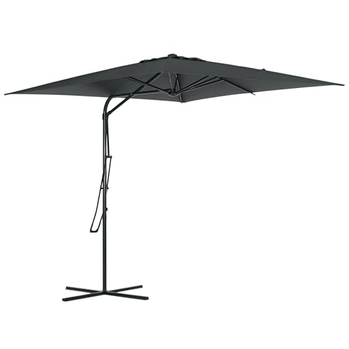 Outsunny Parasol déporté carré 2,5 x 2,5 m, parasol de jardin extérieur protection UV ouvrir et fermer rapidement et facilement base croisée incluse pour balcon patio terrasse gris foncé