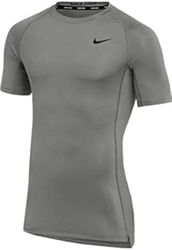 Nike Mens Pro Fitted Short Sleeve Training Tee, Grey, S : Amazon