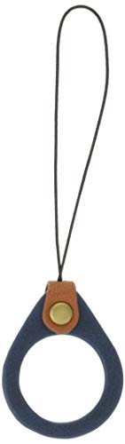 エレコム ストラップ リングストラップ 携帯 スマホ スマホ用 Lサイズ 内径22mm [手帳型ケースなどと合わせやすいソフトレザー] ネイビー P-STF03BU