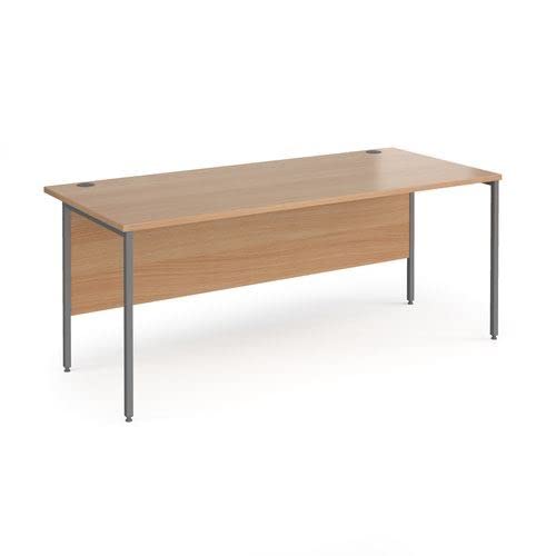 Office Monster Yukon straight desk with graphite H-Frame leg 1800mm x 800mm - beech top