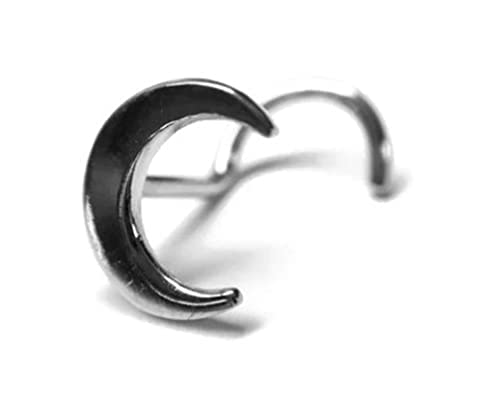 Crescent Moon Nose Stud Celestial Nostril Piercing Moon Nose Screw 925 Sterling Silver-image-26
