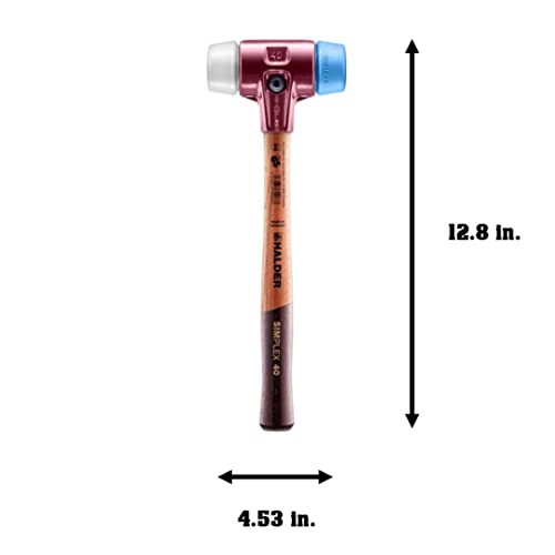 Image of Halder Simplex Mallet 40mm - Dual Faces, TPE-Soft & Superplastic Inserts, Cast Iron Housing with Protection Sleeve, Hickory Handle, Tiling, Stone & Construction - 3017.040