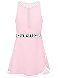 MSemis Mädchen Tennis Kleider Äremllos Sport Kleid Kinder Sport Training Fitness Turnen Faltenkleid Tanzkleid Sommer Kurz Kleid Streetwear T Rosa 134-140