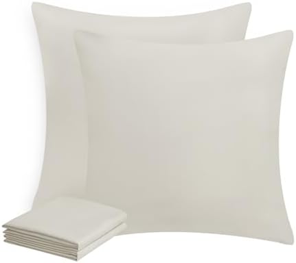 Aisbo Kissenbezug 80x80 2er Set - Kopfkissenbezug 80 x 80 Beige mit Reißverschluss aus Mikrofaser, ÖKO-TEX Pillow Cover 80x80cm, Weich und Bügelfrei