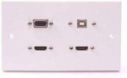Audio Visual Projector Wall Plate: SVGA, 2 x HDMI & USB B. 15cm Couplers Leads