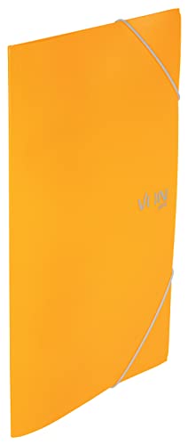 VON Leitz Eckspannermappe A4, PP Kunststoff, Für 150 Blatt, 3 Klappen, Mappe mit Gummizug, Mit modernem VON-Aufdruck, Leichter Ordner für Schule & Zuhause, 5 Stück, Gelb, 30070015