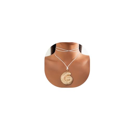 Coquille en or pour femmes et pendentif en coquillage style boho de plage