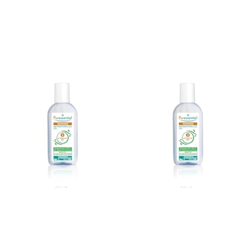 Puressentiel - Assainissant - Gel Antibactérien aux 3 Huiles Essentielles - Effet hydratant - Elimine 99,9% des bactéries et des virus - 80 ml (Lot de 2)