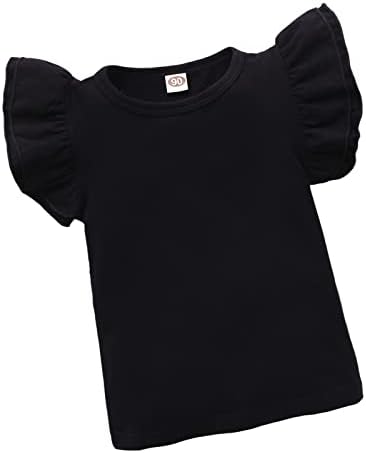 ZFZDRen Toddler Baby Girls T Shirt Solid Color Blouse Ruffle Top Cotton Basic Tees Plain Shirt (6-7 Years, a048)