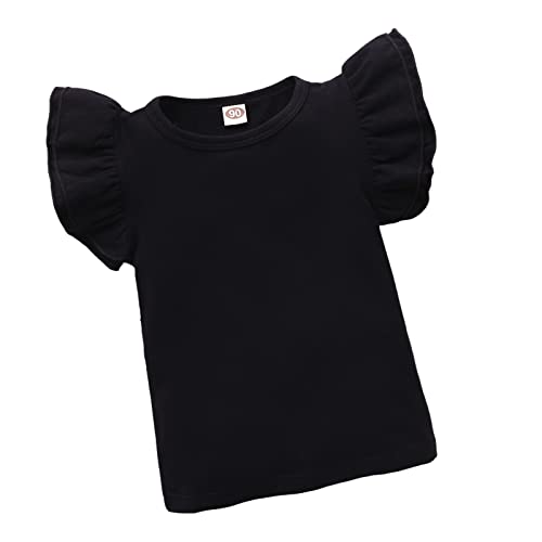 Zfzdren Toddler Baby Girls T Shirt Solid Color Blouse Ruffle Top Cotton Basic Tees Plain Shirt (6-7 Years, A048) #TOP1