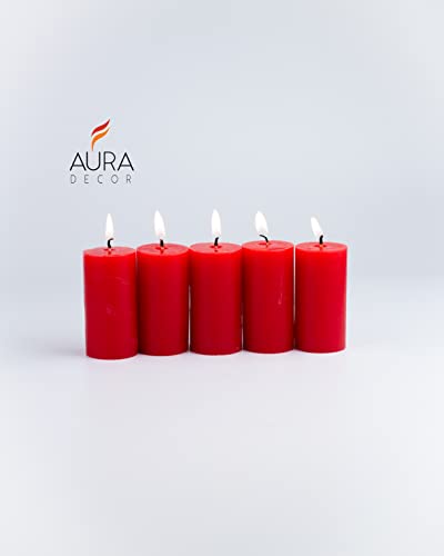 AuraDecor Set of 5 Fragrance Pillar Candle || Long Burning || Aroma Candle || Gift Set || Candle Pillar Set (Rose)