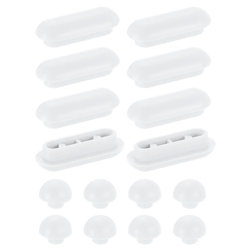 sourcing map 8Set Toilet Seat Buffer, Anti-Slip Plastic Toilet Seat Bumper Kit, Universal Buffer Toilet Lid Rubber Bumpers for Home Hotel, White