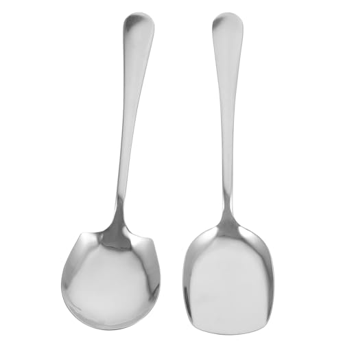 NAMOARLY Stainless Steel Male Soup Spoon and Shovel Set Large Serving Spoon for Buffet Kitchen Supplies