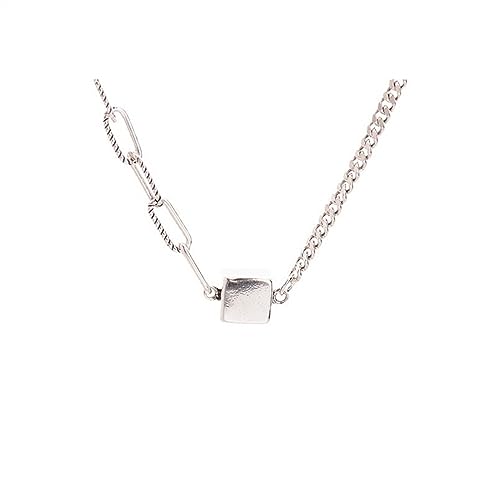 Collier argent 925 chaîne carrée pendentif anti-oxydation pour cadeau femme