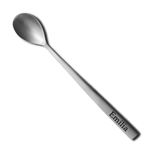 Cuchara helado personalizada color plata. Con grabado nombre o texto - Caja de regalo opcional - excelente idea de regalo. También disponible en cuchara sopera y café