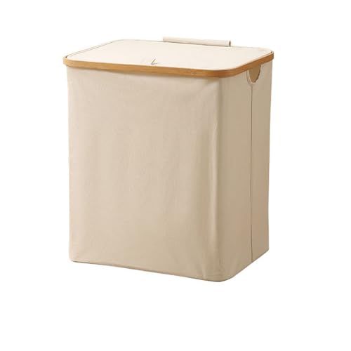 Bamboo Laundry Basket, Laundry Baskets with Handles, Collapsible Laundry Hamper, Oxford Cloth Material, Bedroom Dirty Clothes/Towels/Blanket/Toys Storage Box(Beige,49x35x45cm/20x14x18in) by WNGJZZYC - Used condition - US$34.88