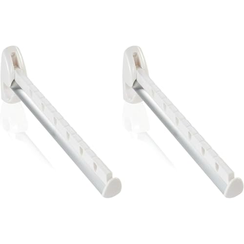 Leifheit Wandkleiderhalter Airette mit 31 cm Länge für 7 Kleiderbügel, platzsparende Kleiderstange Wandmontage, wetterfester Kleiderhaken klappbar (Packung mit 2)