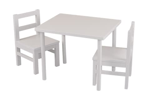 fornera F50 Ensemble table et 2 chaises pour enfant en bois de hêtre massif laqué blanc