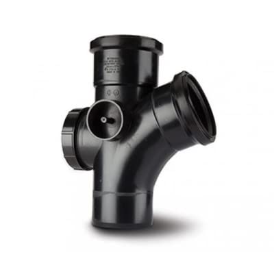 Polypipe ST412B Access Branch, 112.1/2Deg Soil Ring Seal, Black, 110